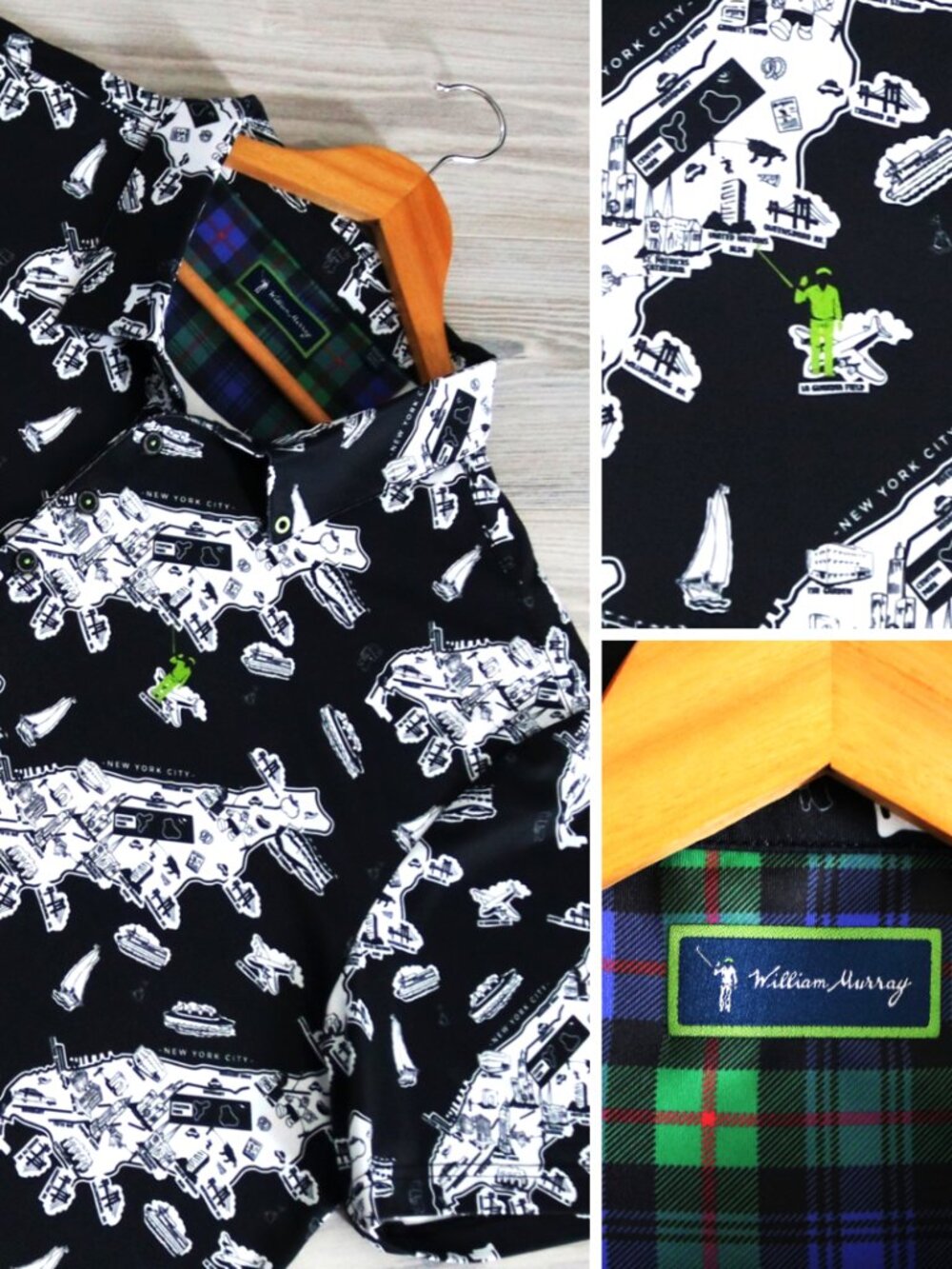 William Murray Performance Golf Polo Shirt Men's 2XL NYC Icons All Over Print